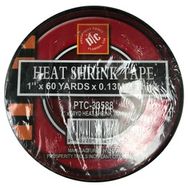 Sherco-Auto Black Heat Shrink Tape 1" x 180' (60 Yards) x .13 MM - 5 Rolls Sleeve