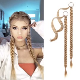 YOGFIT 2PCS DIY Braid Ponytail Extension, Long Straight Wrap Around Ponytail Hair Extensions Natural Soft Synthetic Hairpieces for Women Daily Wear