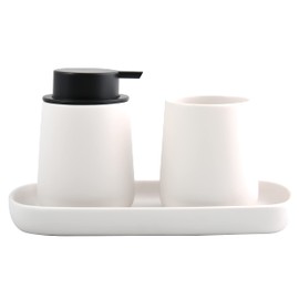MSV Maonie Ceramic Soap Dispenser Liquid Soap Dispenser 300 ml Matt White