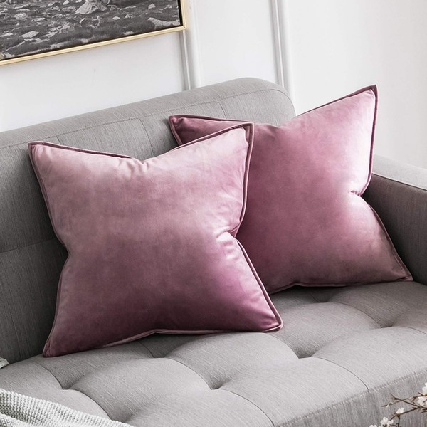 MIULEE Pack of 2 Velvet Soft Decorative Square Throw Pillow