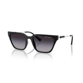 A|X ARMANI EXCHANGE Women's AX4158SF Low Bridge Fit Cat Eye Sunglasses, Shiny Black/Gradient Grey, 55 mm