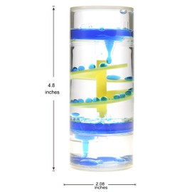 PowerTRC Cylinder Liquid Motion Bubbler Tube | Liquid Sensory Toy Timer | Calm and Relaxing Fidget Desk Toy | Helps with Anxiety, Austism, ADHD | Blue