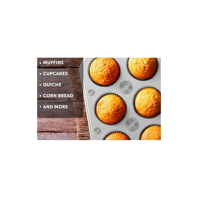 DecorRack Non-Stick Muffin Pan, 6-Cup, Bakeware for Baking Cupcakes (Pack