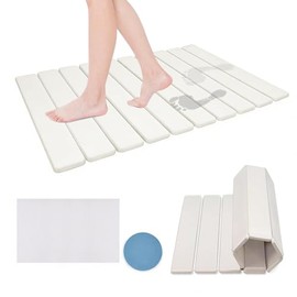 Alfombrilla de baño Plegable de Piedra, 60 x 39 cm Alfombrillas de Tierra de diatomeas superabsorbentes, Antideslizantes, Secado rápido, Apta para el salón, la Ducha y el Dormitorio