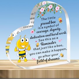 JMIMO Bee Gifts for Women Colleagues Leaving Gifts Teacher Appreciation Gifts Acrylic Heart Inspirational Gifts Birthday Graduation Keepsake