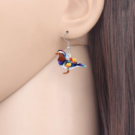 BAMAY Cute Mandarin Duck Earrings Acrylic Dangle Jewellery Flowers Duck Gifts for Women Girls Pelican Earrings Duck Pendant, Acrylic, No Gemstone