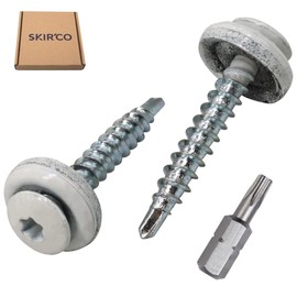 SKIR'CO Pack of 25 Roofing Screws 4.8 x 35 mm Painted Self-Drilling Screws with EPDM Washers, Torx Head (Pure White RAL 9010)