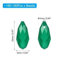 PATIKIL 2 Strands 180-190Pcs Teardrop Crystal Beads, 12x6mm Faceted Teardrop Briolette Horizontal Glass Beads Loose Bead for Bracelet Jewelry Making, Emerald Green