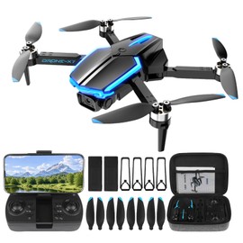 Drone with 1080P Camera for Beginners and Adults,One-Key Takeoff/Landing, Altitude Hold, 3D Flips,Gestures Selfie, with Propeller Guards, Foldable Remote Control Quadcopter drones, Best gift for kids (Blue Two batteries)