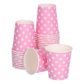 sourcing map Disposable Paper Cups, 50 Pack 9 OZ Party Decorative Cups for Coffee,Tea,Milk, Suitable for Party, Picnic,Travel and Event (Pink Polka Dots)