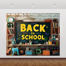 Welcome Back to School Backdrop 10x8ft for Classroom First Day of School Party Background Bookshelf Blackboard Welcome Back to School Banner Decorations