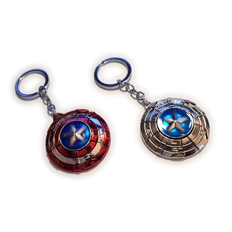 LizMatech Captain America Shield Spinner Keyring Solid Metal Durable