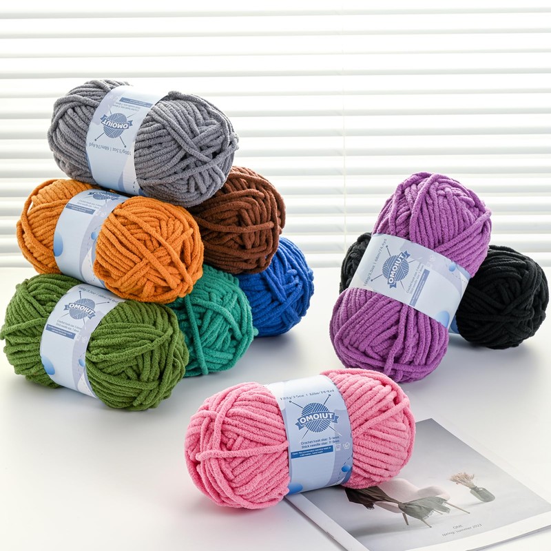 Chunky Chenille Yarn for Crocheting，Baby Yarn for Crocheting Soft Blankets，Bulky