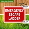 Emergency Escape Ladder Red Sign, 18x24 Inches, 55 mil thick