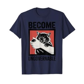 Become Ungovernable - Black Cat Biting Hand Funny Meme T-Shirt