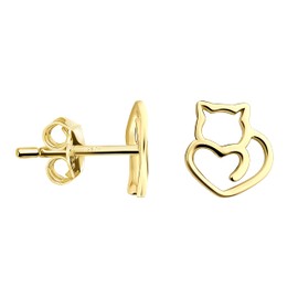 SOFIA MILANI - Women's Earrings 925 Silver - Gold Plated - Cat Stud Earring - 20964