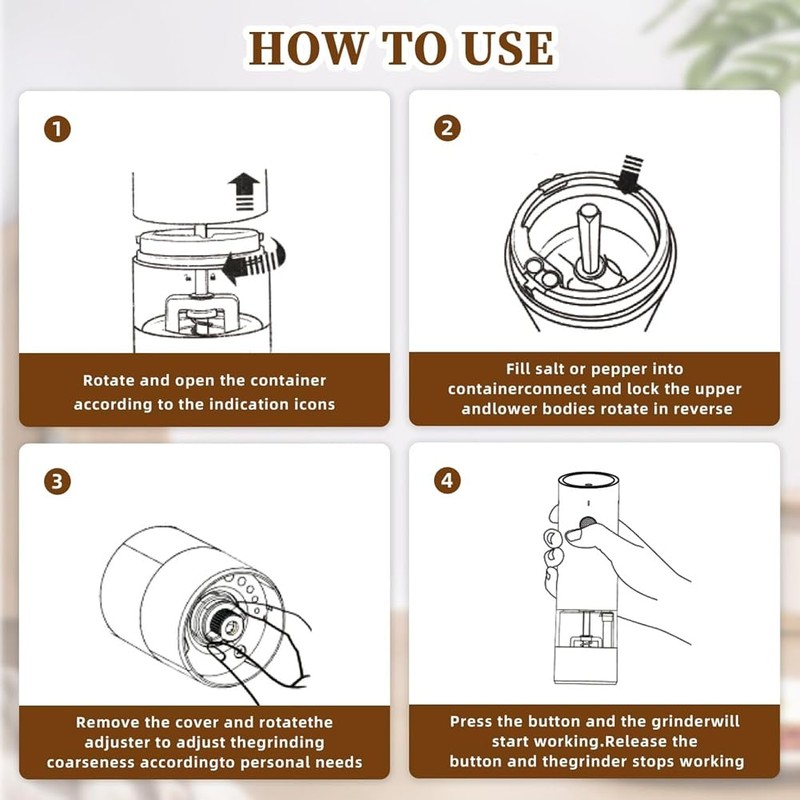 Peakloong Electric Salt and Pepper Grinder Set-Automatic Pepper and Salt