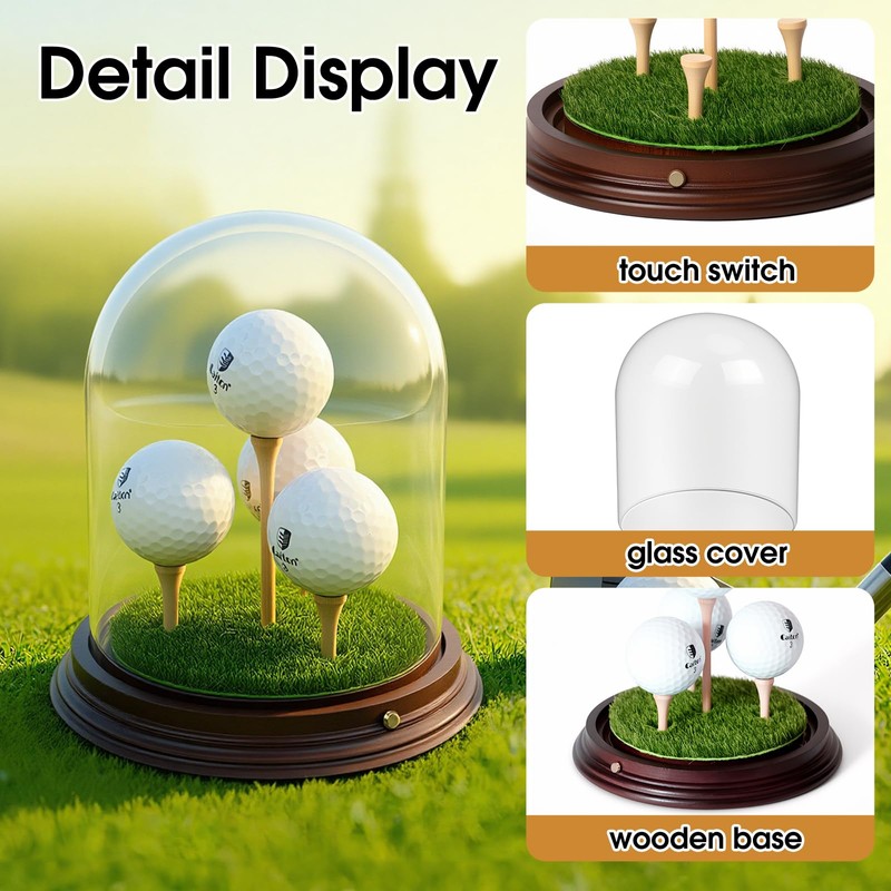 HEWYIOS Light Up Hole in One Golf Ball Display Case，Can