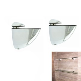 Metal Adjustable Wood/Glass Shelf Bracket Wall Mount 2 Pcs or One Pair, Polished Chrome