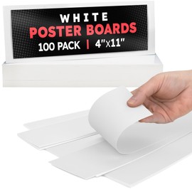 Hygloss Small Poster Board 4x11 - 100 Poster Boards Bulk Pack - 10 Pt. Thickness White Poster Board Paper for Projects, Presentations, Displays, Signs, Crafts - Blank Posterboard Multipack 4" x 11"