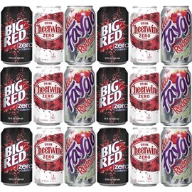 18 Pack Red Pop Zero Sugar Soda Soft Drink Variety Pack 12oz cans - 3 Flavors Faygo Big Red