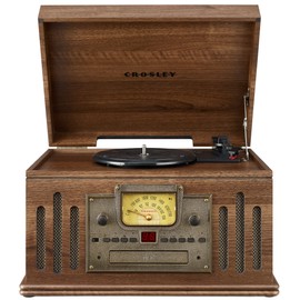 Crosley CR704B-WA Musician 3-Speed Turntable with Radio, CD/Cassette Player, Aux-in and Bluetooth, Walnut