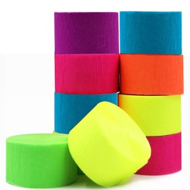 600feet Crepe Paper Streamers,6 Rolls Blacklight Party Streamer Decorations in 6 Colors for Neon Party,Wedding, Birthday, Glow Party Supplies…