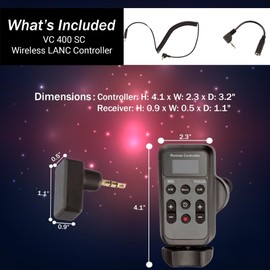 Lectronify Wireless LANC Camera Remote Compatible with Panasonic, Sony & Canon - Controls Zoom, 2.5mm Jack, 2.4GHz Wireless Receiver, 3.3' LANC Cable, Pressure-Sensitive Rocker for Video Recording