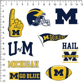 University of Michigan Football Spirit 7ct Vinyl Large Deluxe Stickers Variety Pack - Laptop, Water Bottle, Scrapbooking, Tablet, Skateboard, Indoor/Outdoor