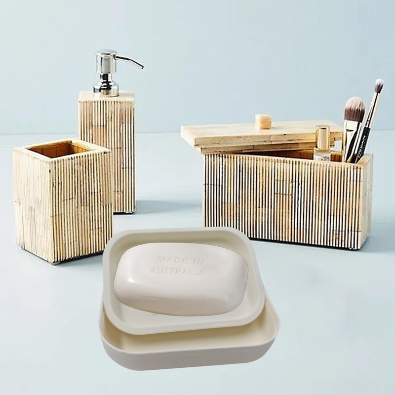 pson 4Pcs Double Layer Draining Soap Dish, Plastic Soap Holder