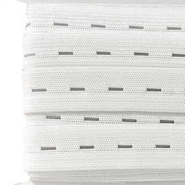 6M Elastic Rubber with Eyelets 6 Meters x 15mm Wide, Elastic Tape with Eyelets, Sewing Elastic Rubber, Elastic Tape for Sewing, White, (101, 15mm X 6M)