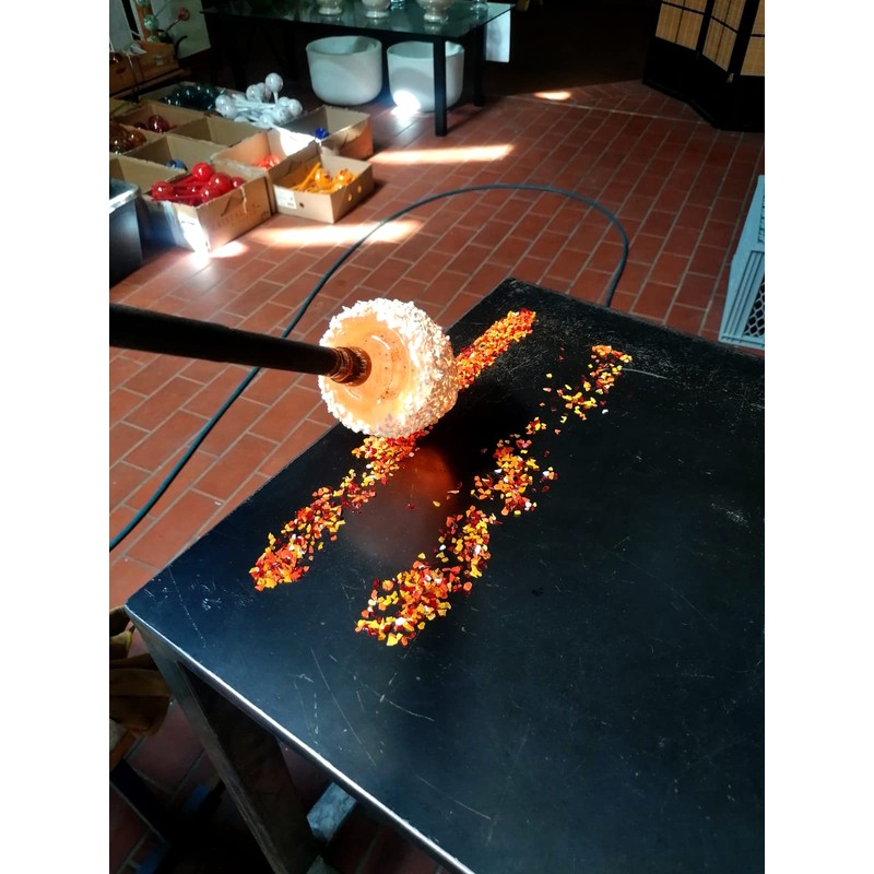 Decorative Garden Ball with Granule Gold D 12 cm Mouth-Blown