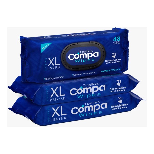 Compa Wipes Toallitas Húmedas Para Adulto Paquete De 6 Con