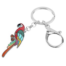 WEVENI Enamel Alloy Flower Parrot Keyring Cherry Charms Birds Jewellery for Women Girls Bag Car, Floral