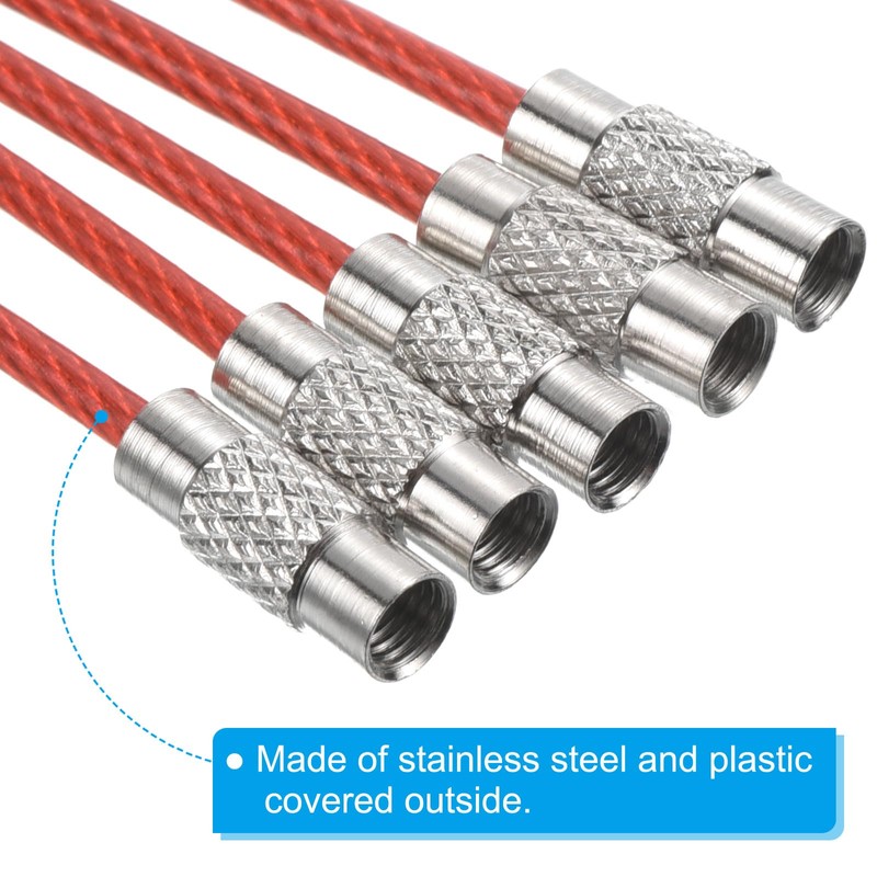 [PATIKIL] 12PCS 150mm Wire Keychain Cable Stainless Steel Key Ring