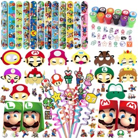 98 Pcs Mario Party Supplies, Mario Birthday Party Favors, Sticker for Mario Themed Party Decorations