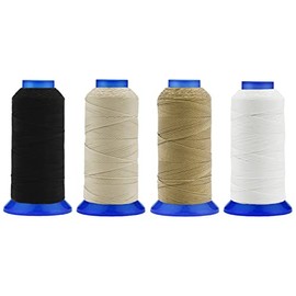 Selric [1480Yards] Pack of 4 Tex 270 Polyester Thread for sewing 370Yards #277 T270 840D UV Resistant High Strength Upholstery thread [Black+Beige+Khaki+White]