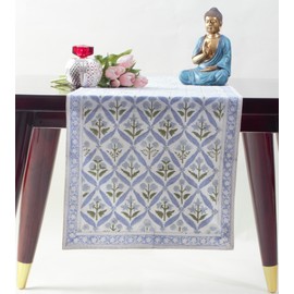 Ridhi Light Steel Blue Tablerunners 100% Cotton Decorative Table Cover for Home, Kitchen, Dining, Cocktail Party Parties Family Dinners Wedding Thanksgiving/Christmas16 x106