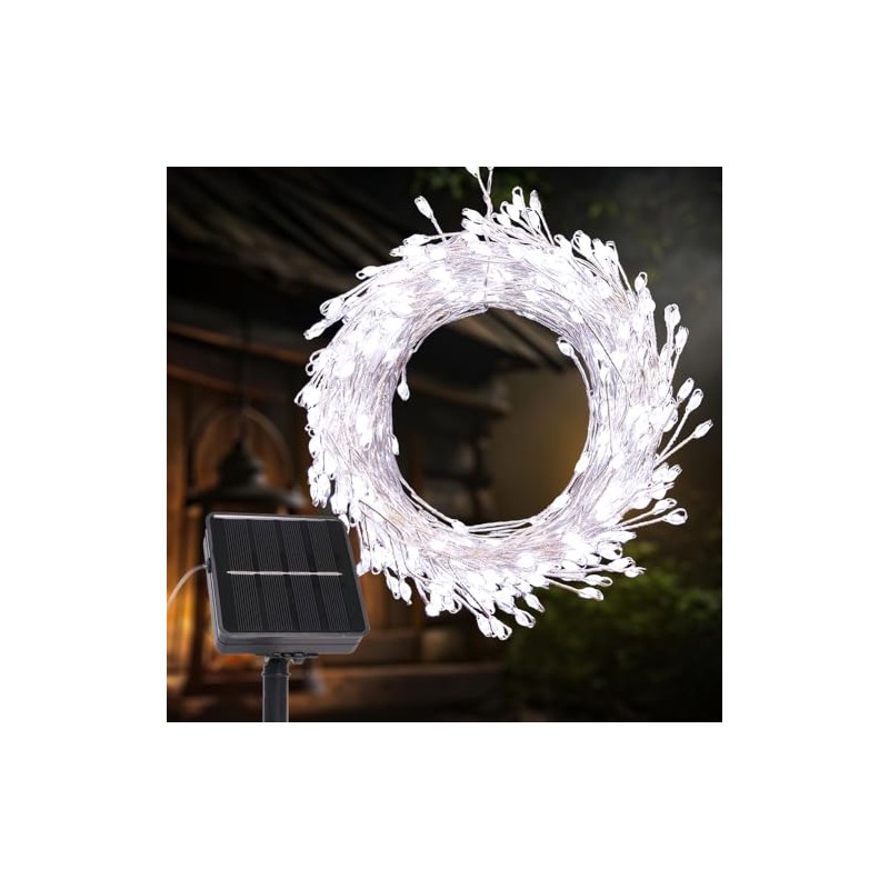 PCORES 20FT 200LED Solar String Lights, Outdoor Waterproof 8 Modes,