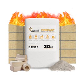 Girtech FireCast Castable Refractory Cement Mix 3110 Degree Fahrenheit 30 Lbs High Temperature Heat Resistant Fireproof Mortar Build Repair Pizza Oven Fire Places Forge Kiln Stove