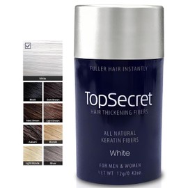 Top Secret Hair Thickening Building Fibers Refills - Undetectable & Natural Hair Filler - for Men & Women - Instantly Fill In Fine Thinning Hair - Weather & Sweat Resistant (White, Regular)