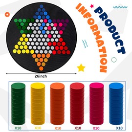 WinnerWhy 26 Inch Large Chinese Checkers Board Game with Checkerboard Mat, 60 Pieces and Storage Bag Fun Classic Strategy Family Board Game for Adults Indoor Outdoor Activity