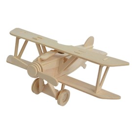 Kisangel Avión de Madera sin Terminar Biplano de Madera Artesanía Juguete Pintura Hecha a Mano Decoración de Aviones Estantería Estatua para Niños Y Niños