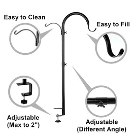 WOSIBO 4 Pack Three Span Deck Hook, 37 Inches Deck Bird Feeder Pole, Hanging Baskets Porch Multi-Hook for Deck Kit with Three Branches for Plant Hangers, Lanterns, Wind Chimes and More