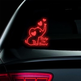 Vesvory High Intensity Reflective Baby on Board Car Sticker Waterproof Cute Animal Baby in Car Decals Safety Warning Sign Kids on Board Decal for Car Bumper Window (Red)
