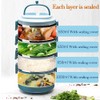 SANQIAHOME 3 Tier Stackable Stainless Steel Lunch Box Sealed(blue, 3