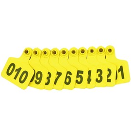 Cattle Ear Tags, Large Plastic Livestock Ear Tags for Sheep Cattle Calf Hog with Number 001-100/101-200/201-300, Animal Identification Ear Tag(Yellow, 101-200)