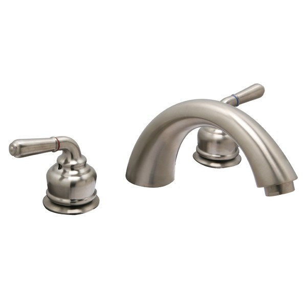 Huntington Brass 63730-72 8-Inch - 16-Inch Builders 2-Handle Deck-Mount Roman Tub Faucet, Satin Nickel