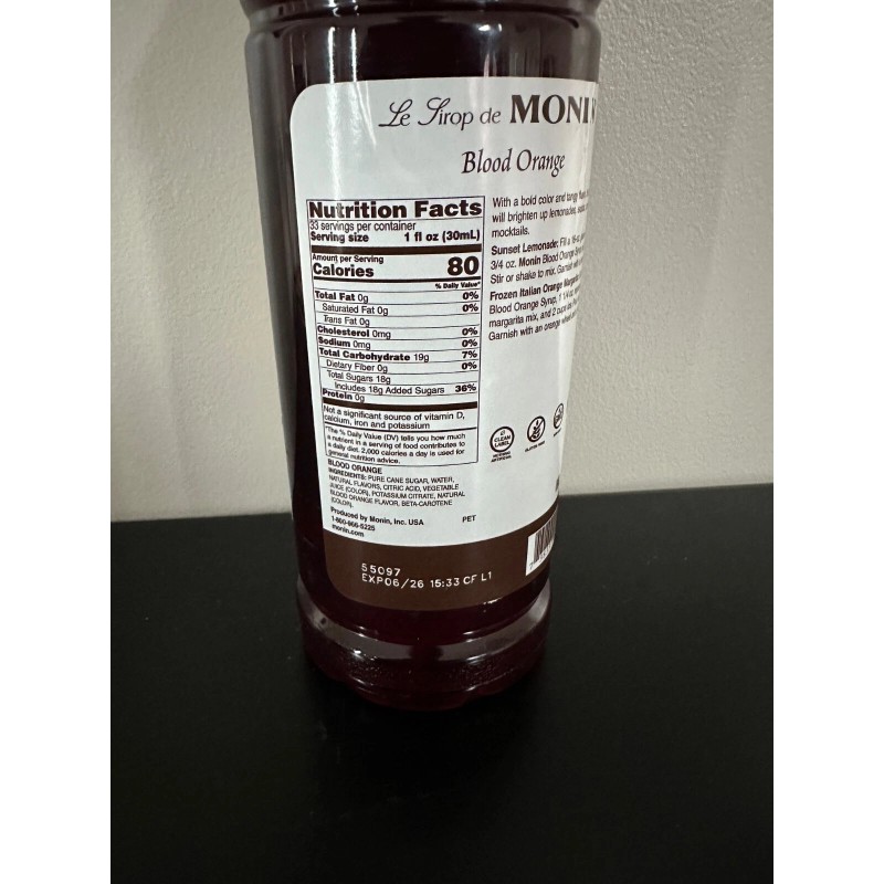 LE SIROP DE MONIN BLOOD ORANGE SYRUP UNOPENED BRAND NEW