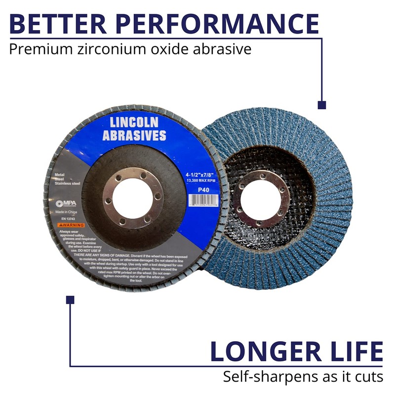 60 Pack Flap Discs 40 Grit 4.5" x 7/8" Sanding